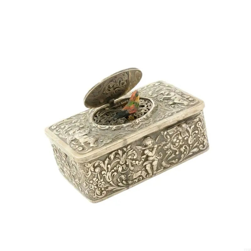 Angel Motifs Alloy Singing Bird Music Box Antique Mechanical Wind up Decoration