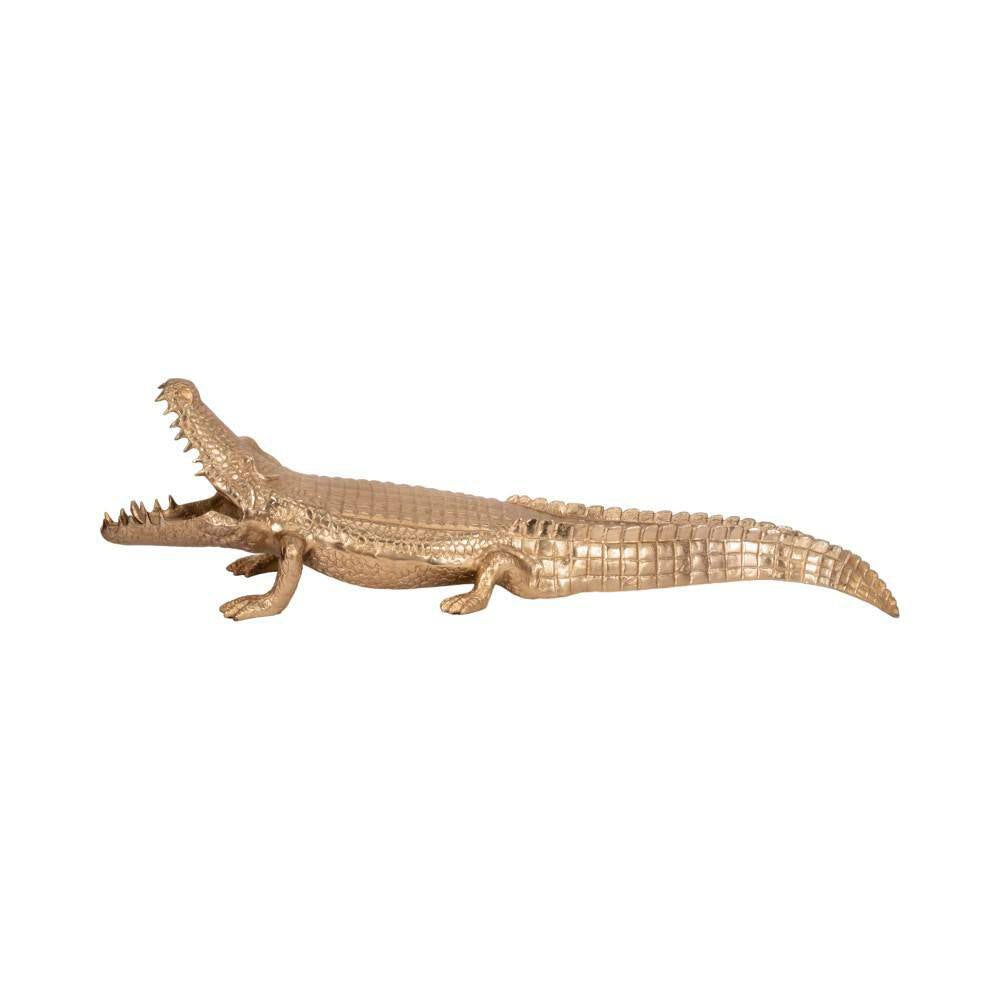 Gold 36 In. X 11 In. Metal Alligator Figurine