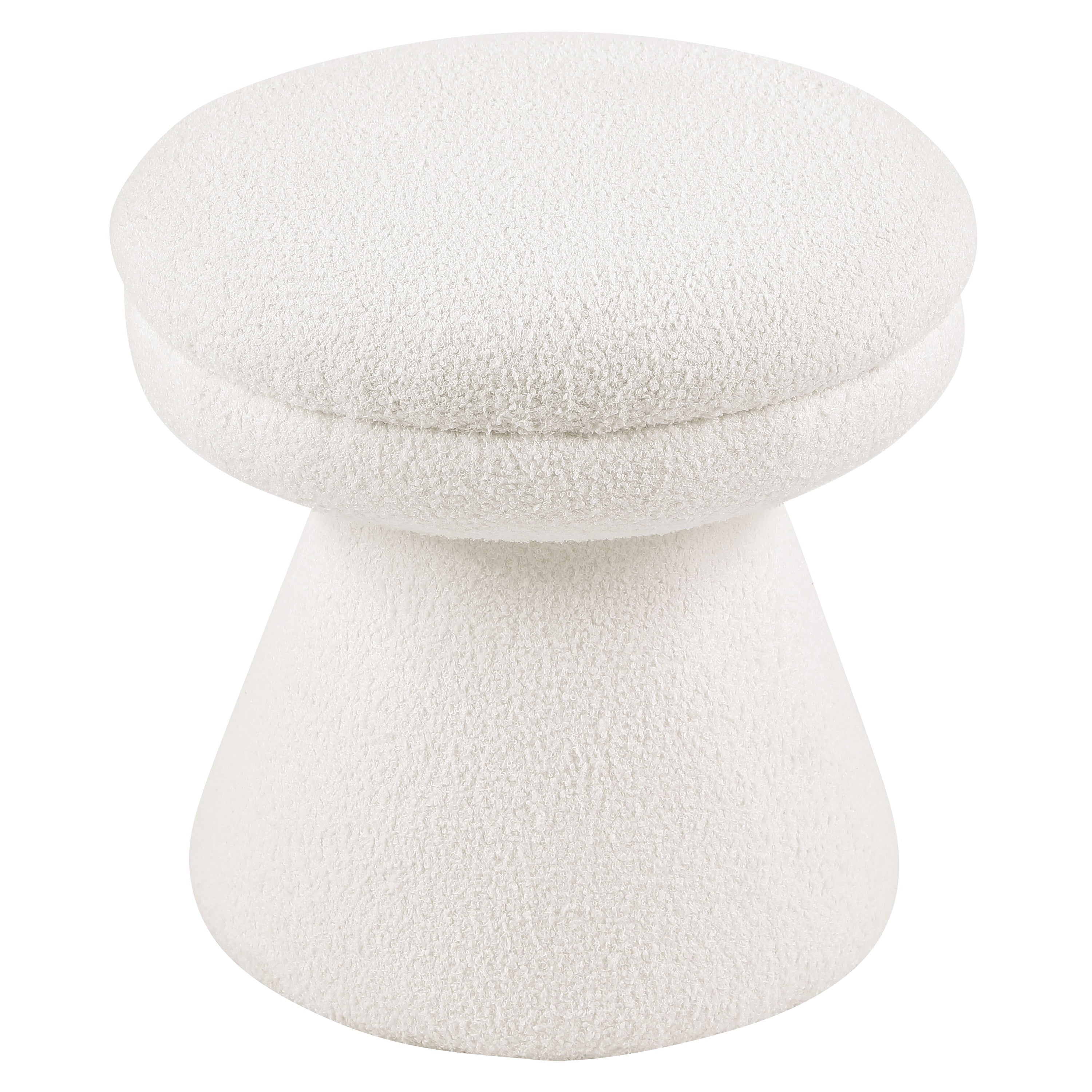 Thia Modern 17.5" Upholstered Mushroom-Shape Design Stool, Beige