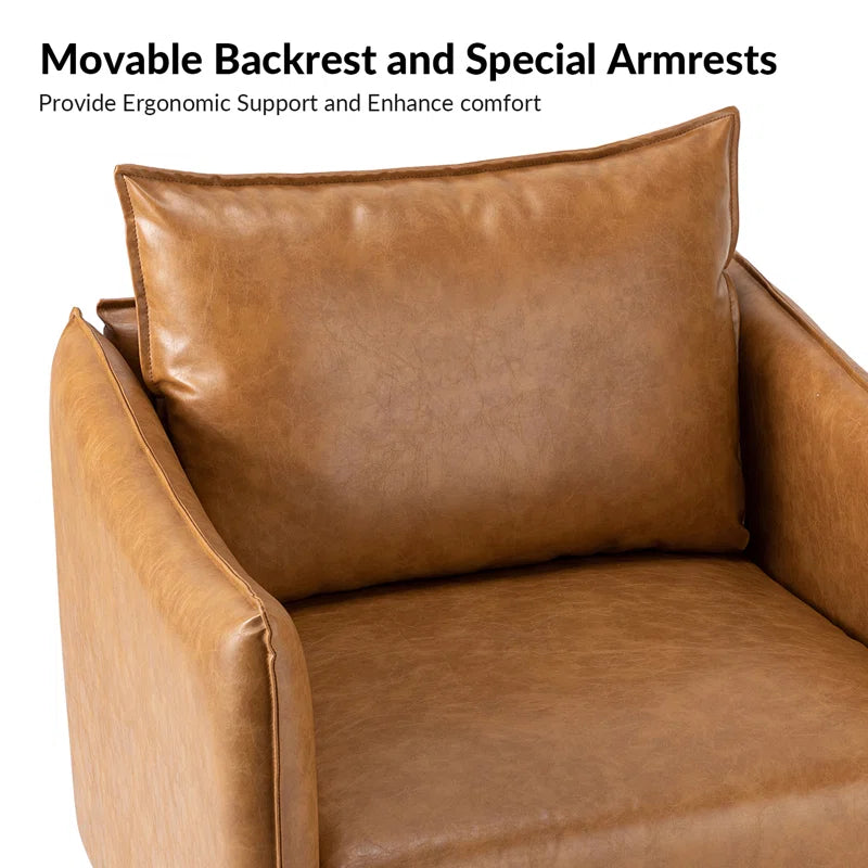 Eamor Faux Leather Armchair with Unique Arms