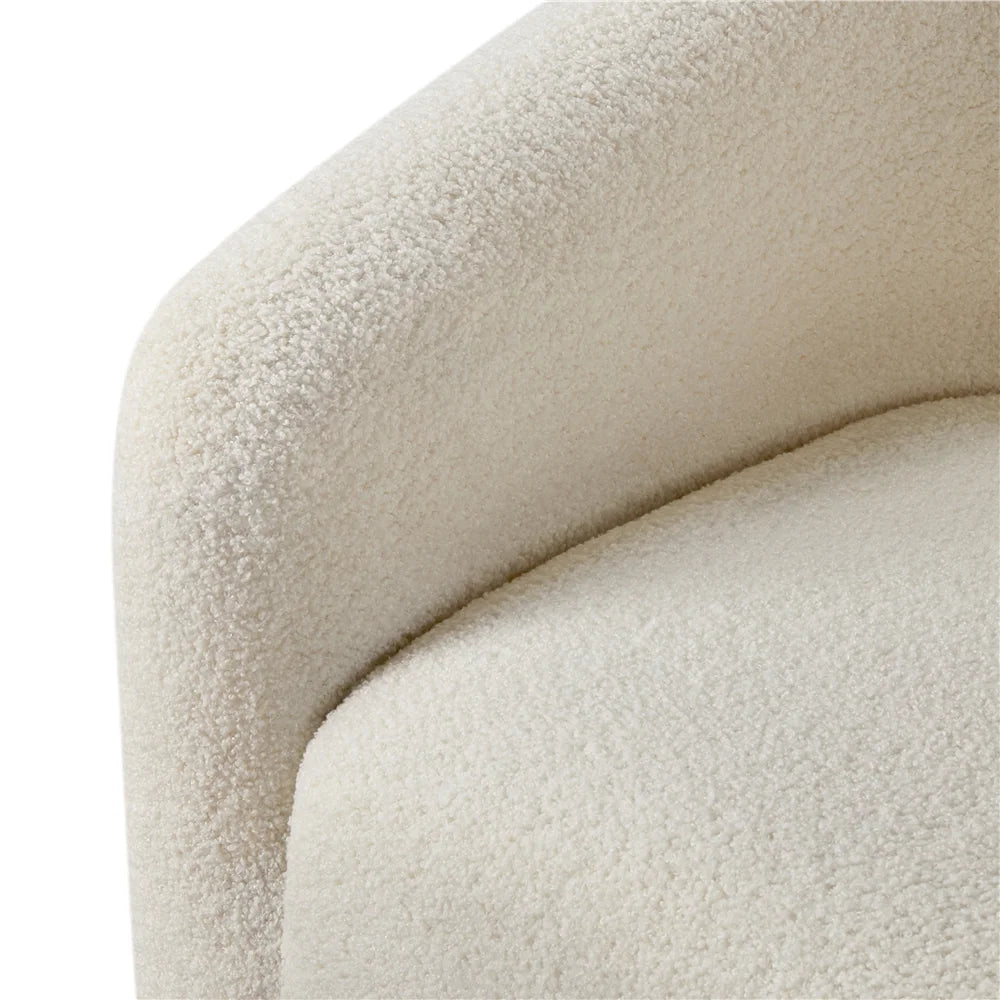 Modern Upholstered Boucle Armchair for Living Room, Ivory