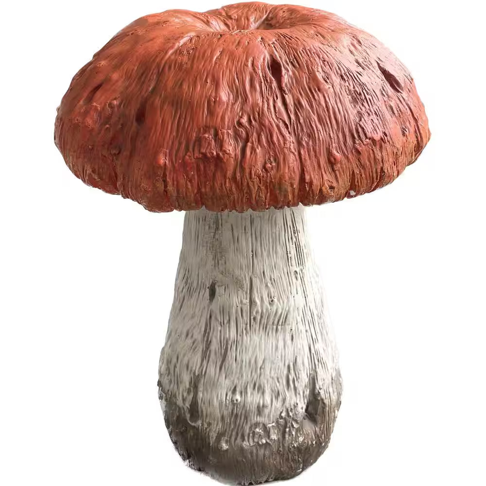 Mushroom Statue Orange Cap 15 In.