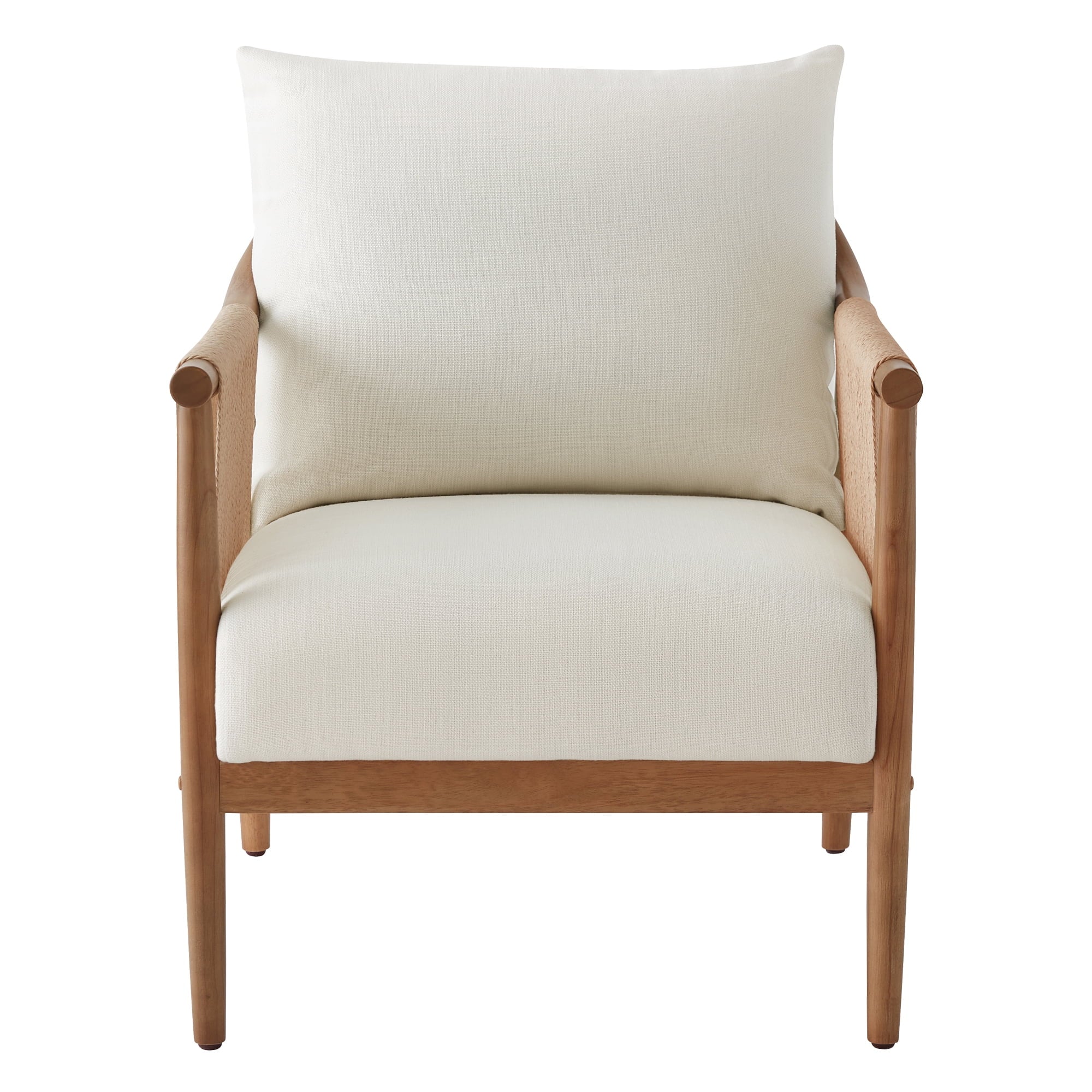 Modern Accent Chair, Braid Armchair Living Room Chair, Cream