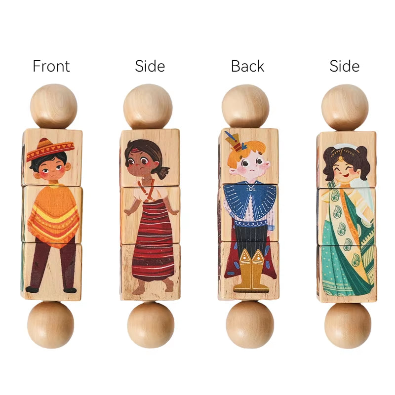 1PC Baby Toy Beech Wood Block Cartoon Dinosaur Car Educational Montessori Toy Baby Teething Play Gym Baby Birthday Gift Products