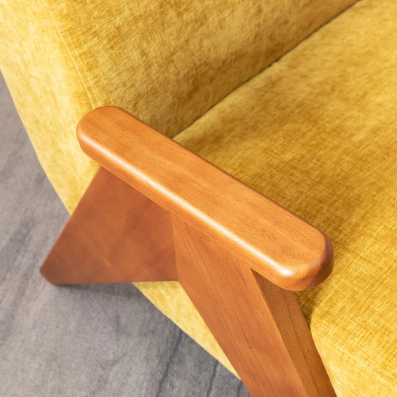 Upholstered Armchair with Wooden Legs (Set of 2)