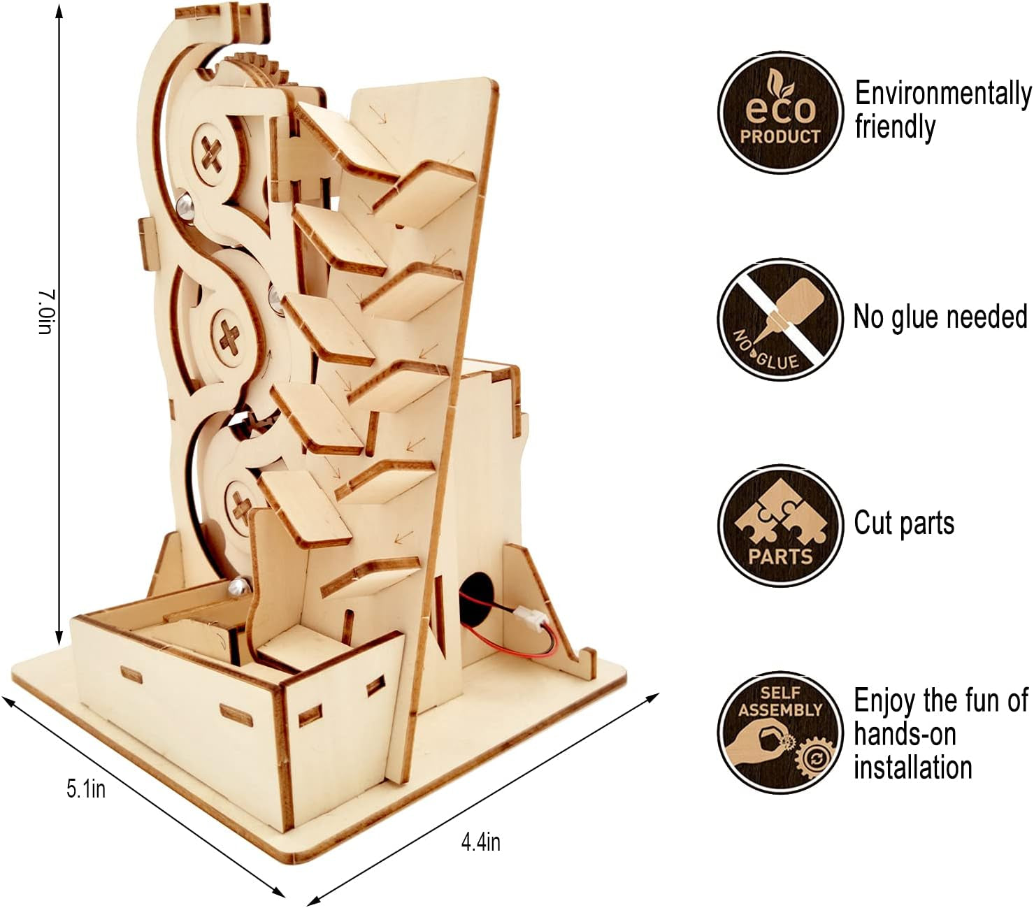 Solar 3D Wooden Puzzle Marble Run DIY Model Kit Craft Sets Wood Mechanical Toys Experiments Projects Birthday Gift for Adult Men Age 14+ Years Old