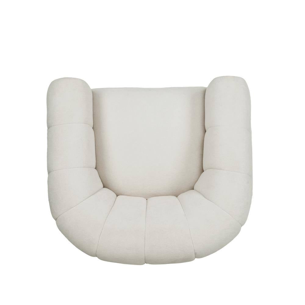 Smith Shina White Textured Boucle Modern Swivel Club Chair