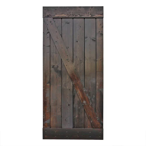 36 In. X 84 In. Dark Coffee Stain Assembly Required Pine Wood Sliding Interior Barn Door Slab