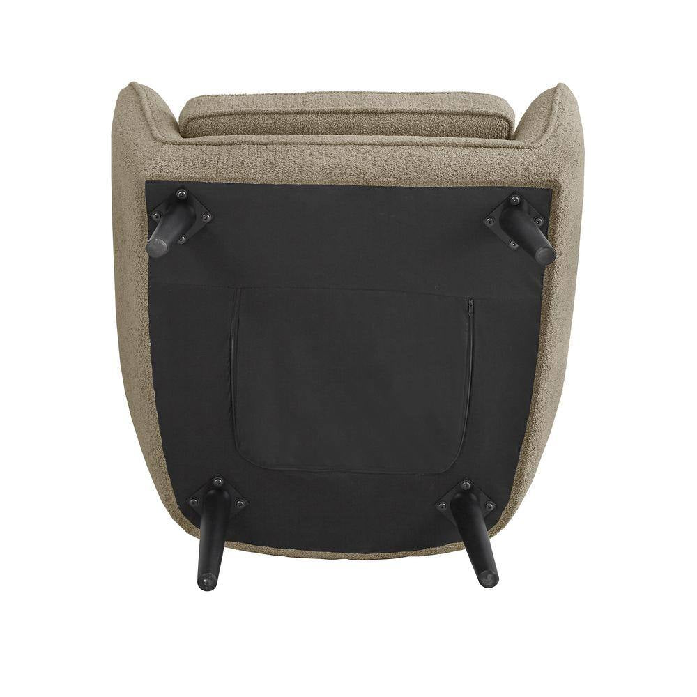 Taupe Mid-Century Modern Channel-Tufted Armchair with Removable Cushion Cover