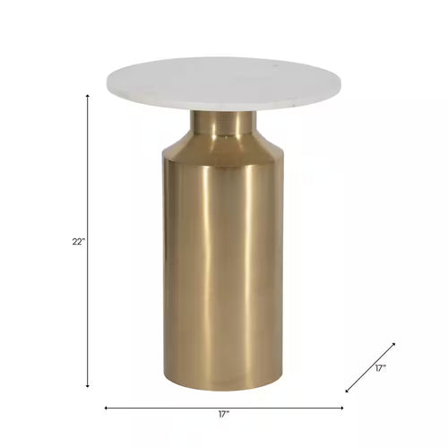 17 In. Gold Circle Marble Accent Table