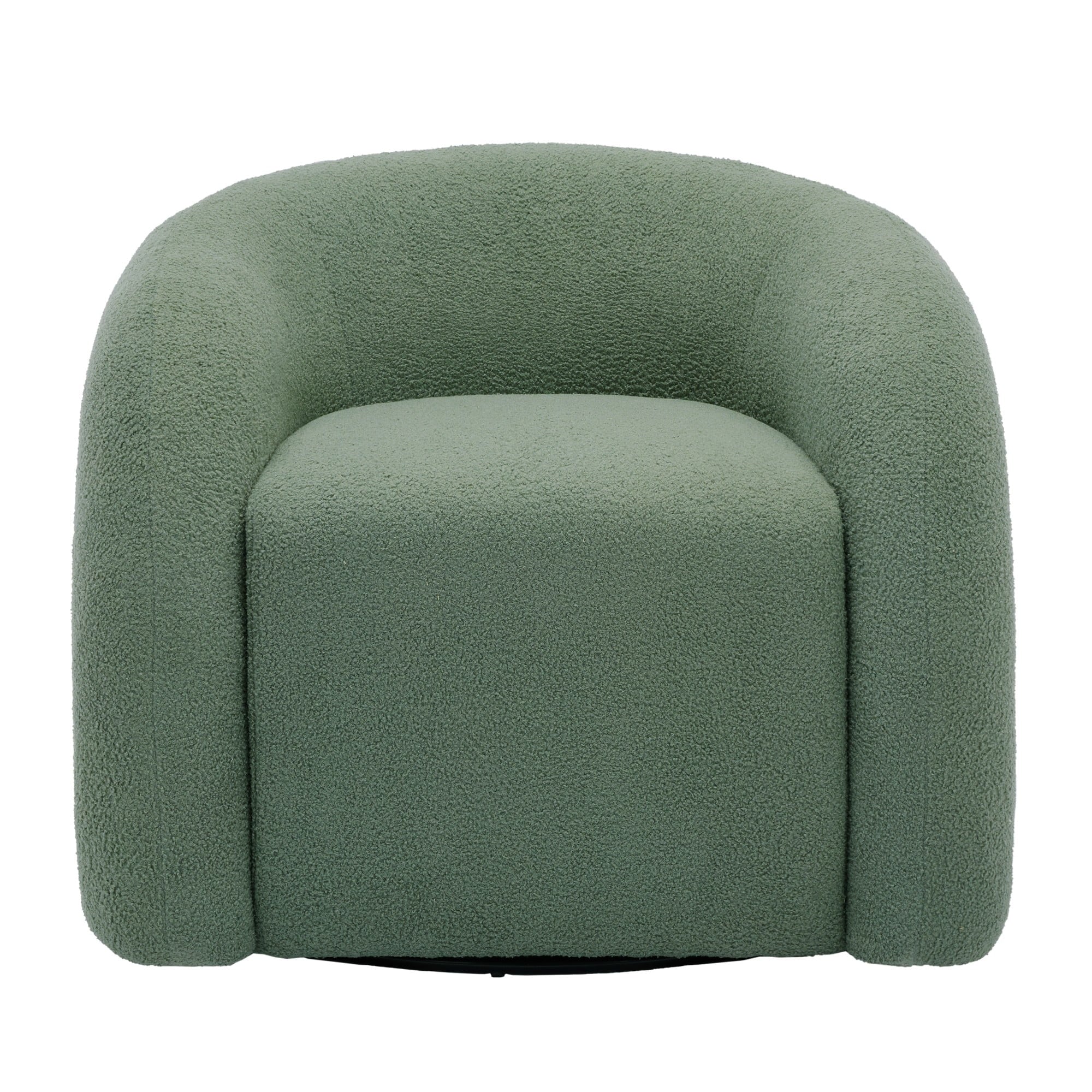 360° Swivel Accent Chair for Living Room, Boucle Barrel Armchair Single Sofa Chair Reading Chair, Sage Green