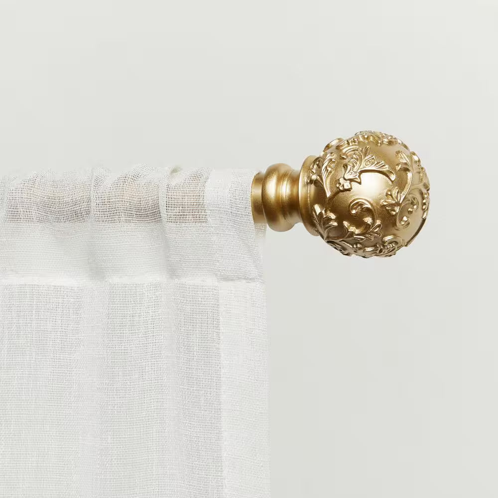 Vine 66 In. - 120 In. Adjustable 1 In. Single Curtain Rod Kit Gold with Finial