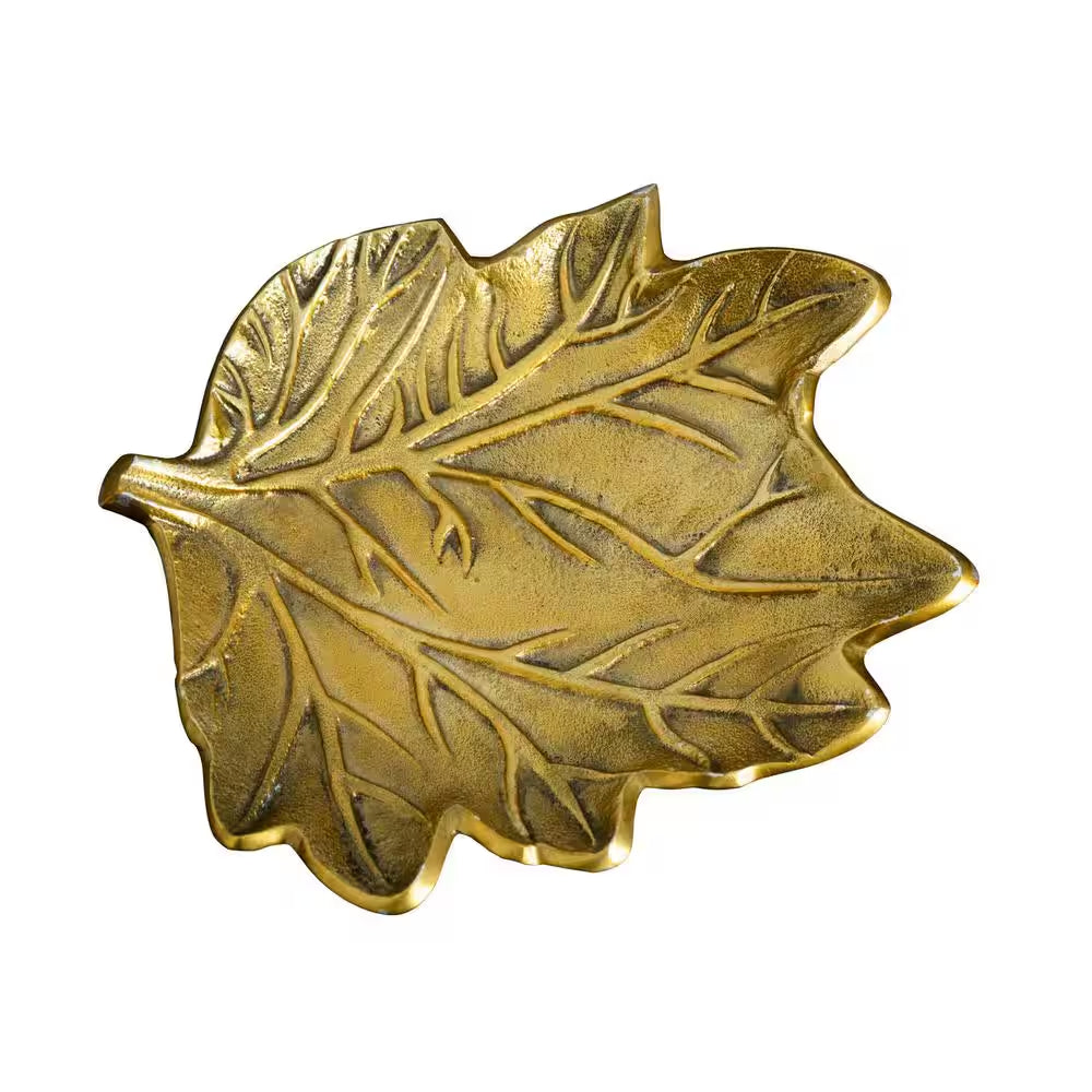 10 In. Gold Tree of Life Leaf Decorative Accent Tray