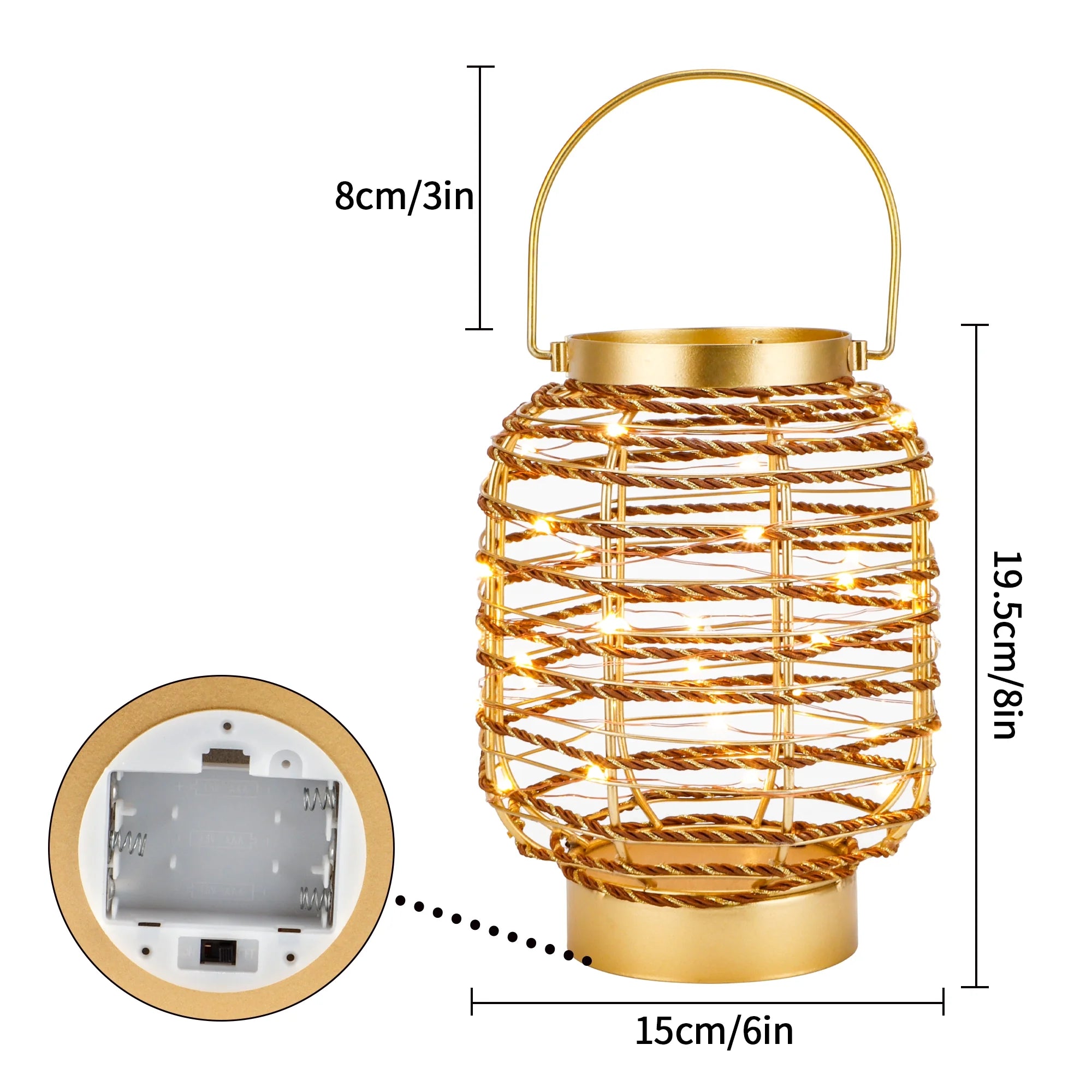 Battery Operated Table Lamp 7.7 "H Metal Cage LED Cordless Lamp with 6-Hour Timer, Vintage Decorative Fairy Lights Lantern for Indoor/Outdoor Bedrooms Weddings Parties Patio Events