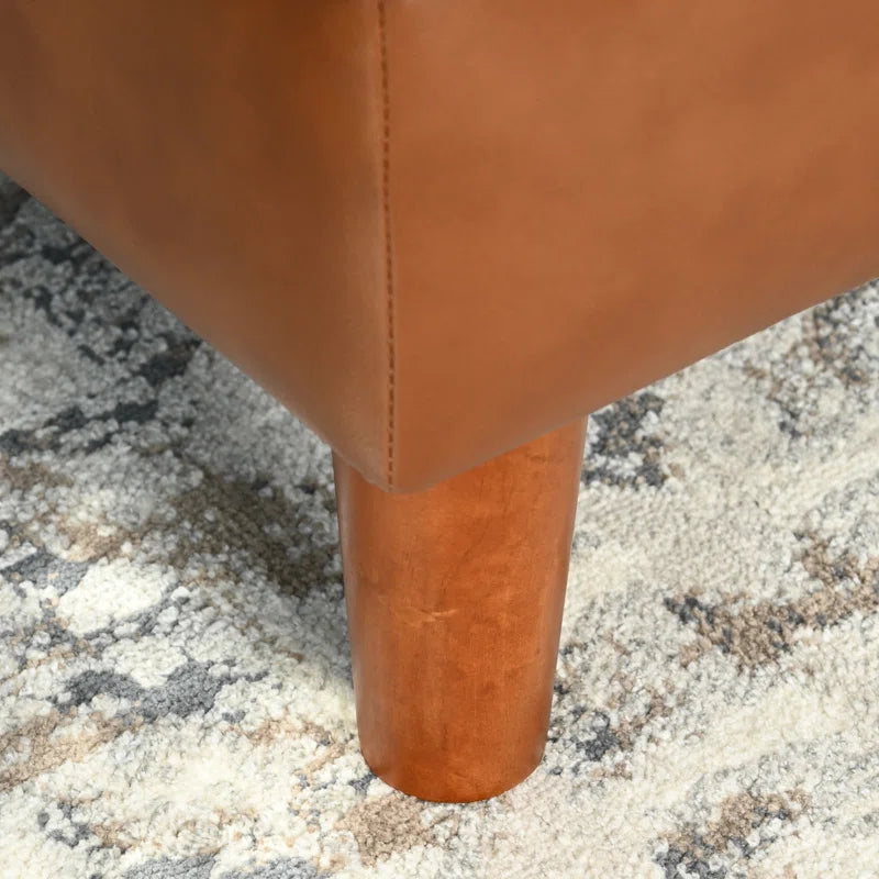 Rumsey 40.5" W Tufted Genuine Top Grain Leather Armchair