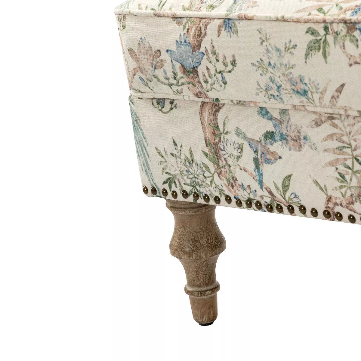 Yahweh Transitional Wooden Upholstered Floral Pattern Design Armchair with Panel Arms and Camelback| ART of LIVING DESIGNS