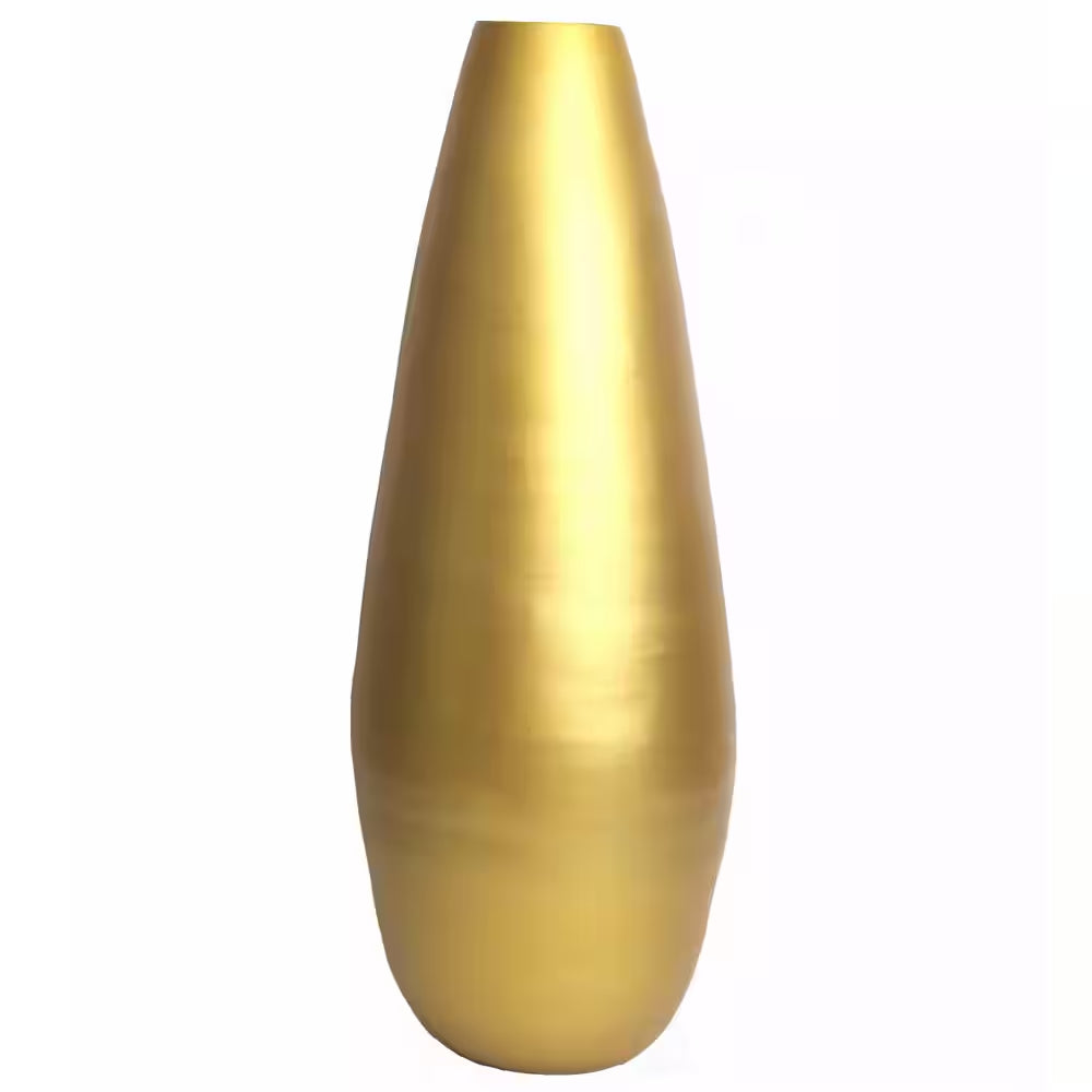 31.5 In. Spun Bamboo Tall Floor Vase - Sleek Metallic Finish, Elegant Home Decoration, Modern Accent Piece, Gold Large
