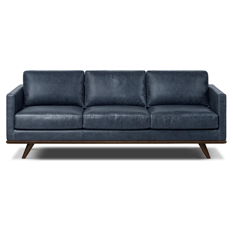 Nolita 85" Full-Grain Genuine Italian Leather Square Arm Sofa