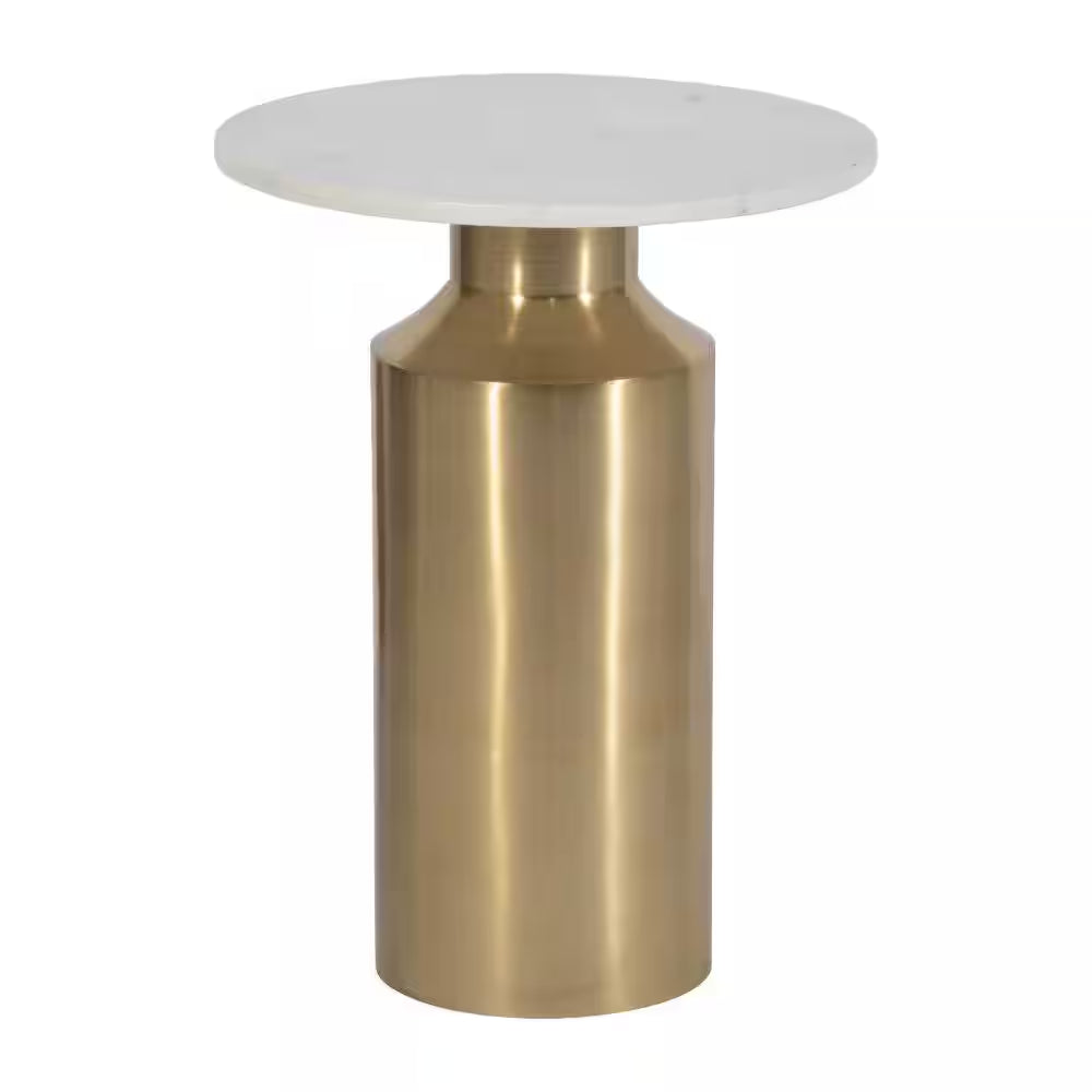 17 In. Gold Circle Marble Accent Table