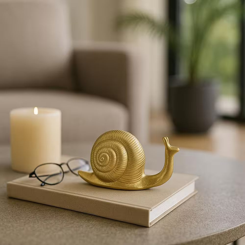 Gold 6.75 In. X 4 In. Metal Snail Figurine