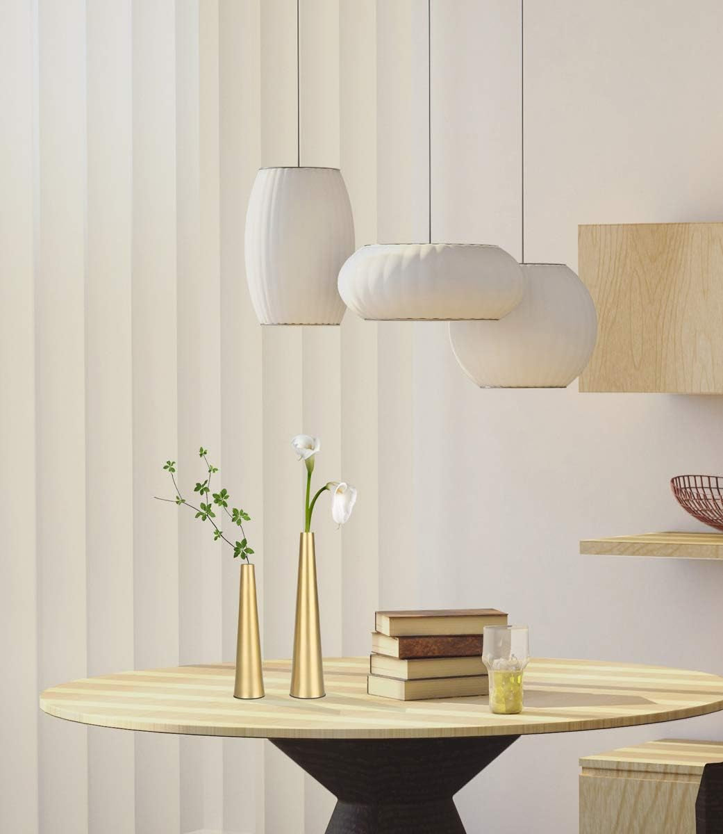 10.5/8.5 Inch Gold Metal Vase Small Dried Flower Vase Set of 2 Taper Vase for Wedding Table Centerpiece Decorations, Home Decor (Gold)