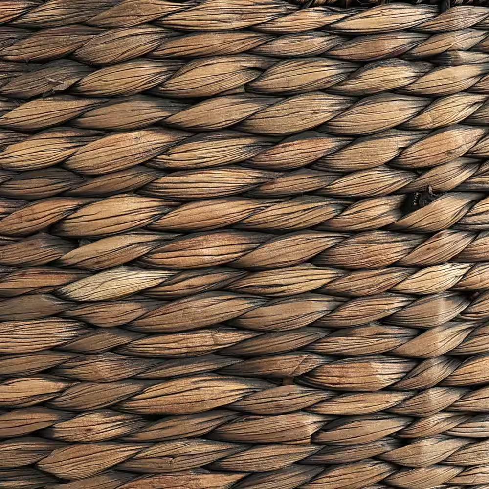 Bhola 18 In. Hourglass Handwoven Hyacinth Storage Accent Table with Lid, Brown Wash