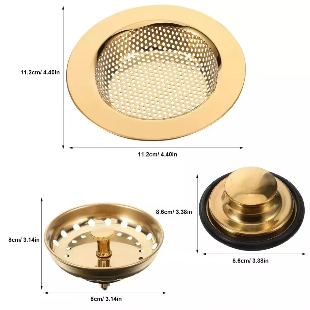 Drainage Management Kit Gold Sink Basket Home Improvement Clog Prevention Drain Strainer Multifunctional Sink Use