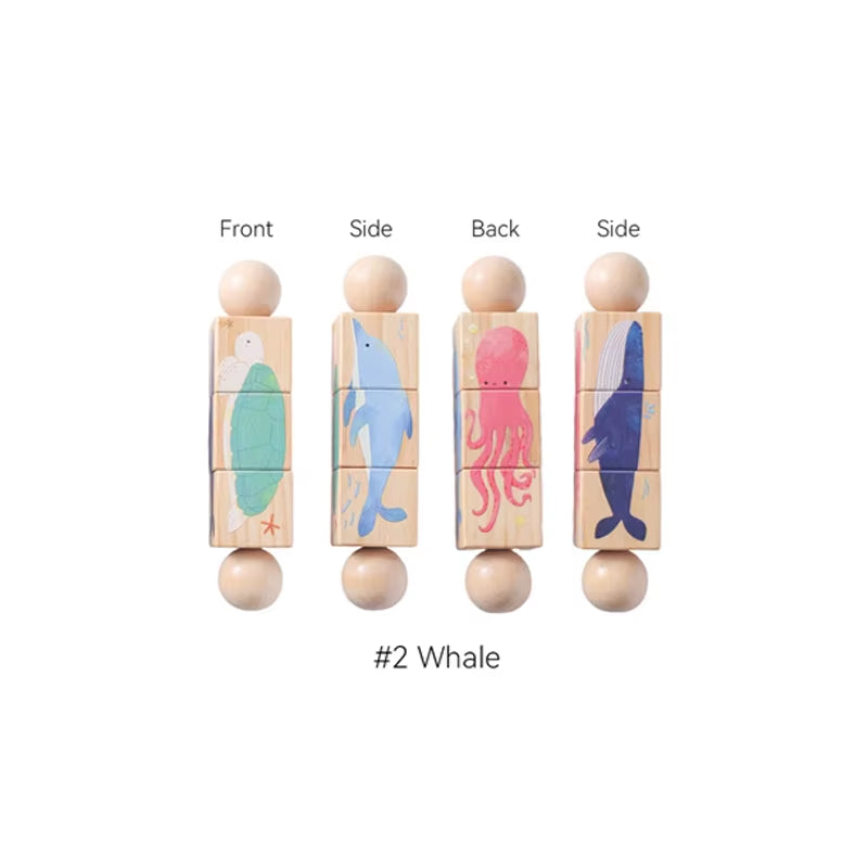 1PC Baby Toy Beech Wood Block Cartoon Dinosaur Car Educational Montessori Toy Baby Teething Play Gym Baby Birthday Gift Products