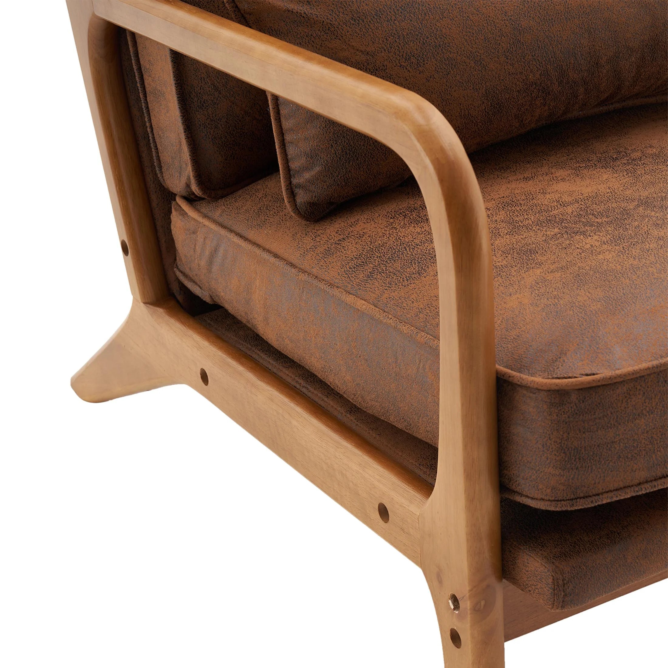 Modern Accent Chair, Armrest Upholstered Single Lounge Chair, Leisure Chair Reception Chair for Living Room, Bedroom, Reading Room, Brown