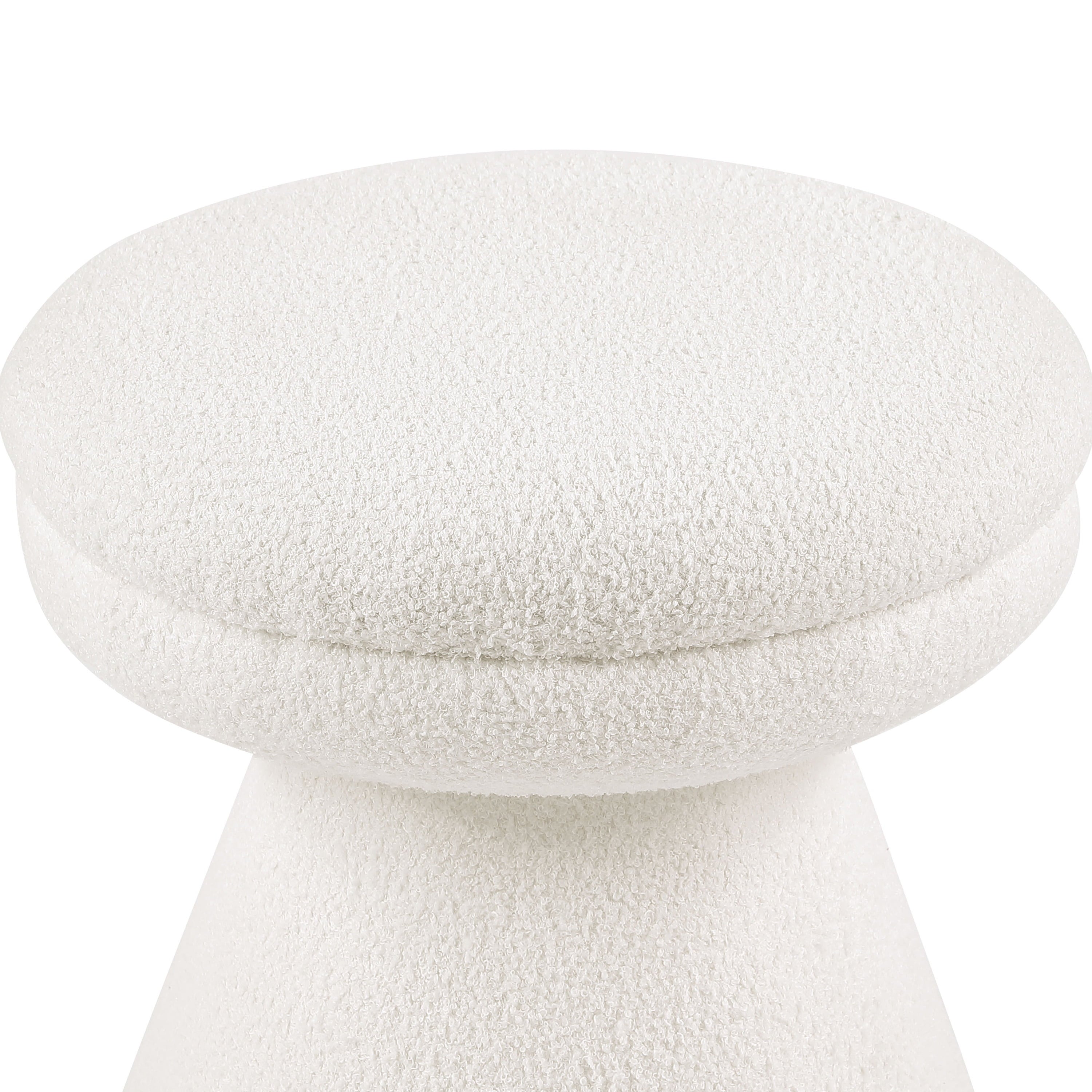 Thia Modern 17.5" Upholstered Mushroom-Shape Design Stool, Beige