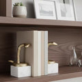 8 In. Gold Metal and Marble Novelty Snake Bookends (Set of 2)