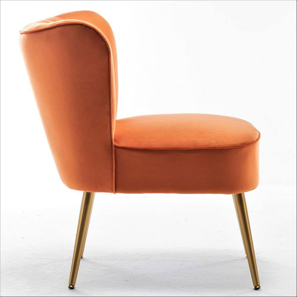 Sauter 23.2 In. Wide Mid-Century Modern Orange Red Microfiber Accent Chair (Set of 1)