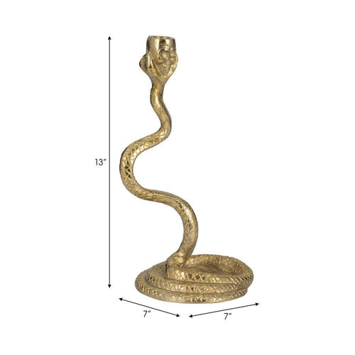 13 In. Gold Metal Novelty Snake Taper Candle Holder