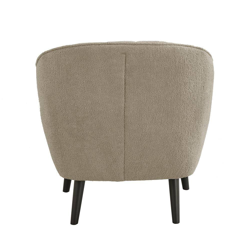 Taupe Mid-Century Modern Channel-Tufted Armchair with Removable Cushion Cover