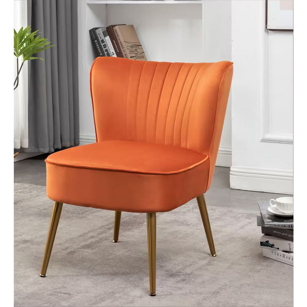 Sauter 23.2 In. Wide Mid-Century Modern Orange Red Microfiber Accent Chair (Set of 1)
