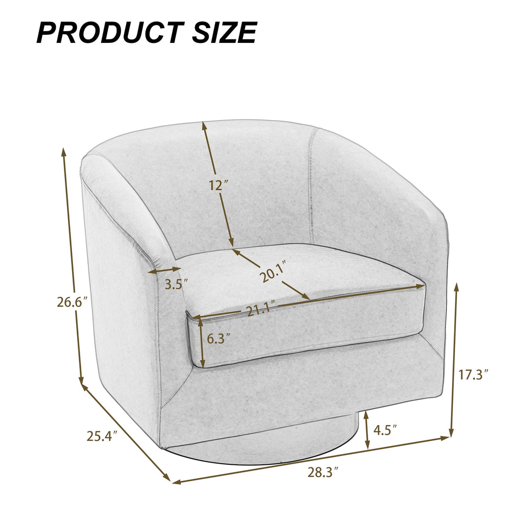 PU Leather Swivel Accent Chairs, Modern Upholstered Barrel Club Chair for Living Room, round Armchair Single Sofa, Black