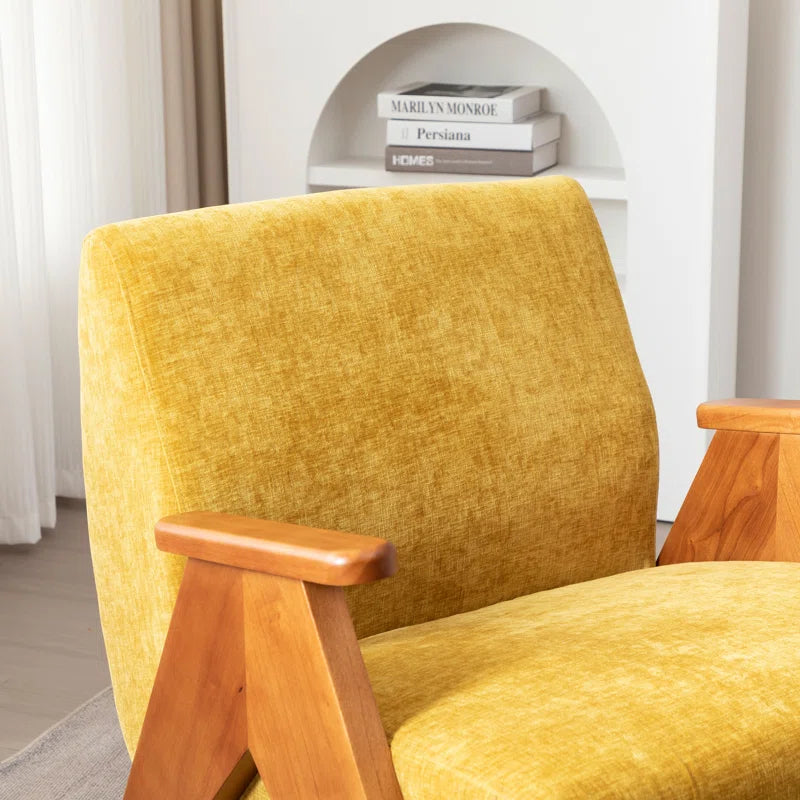 Upholstered Armchair with Wooden Legs (Set of 2)