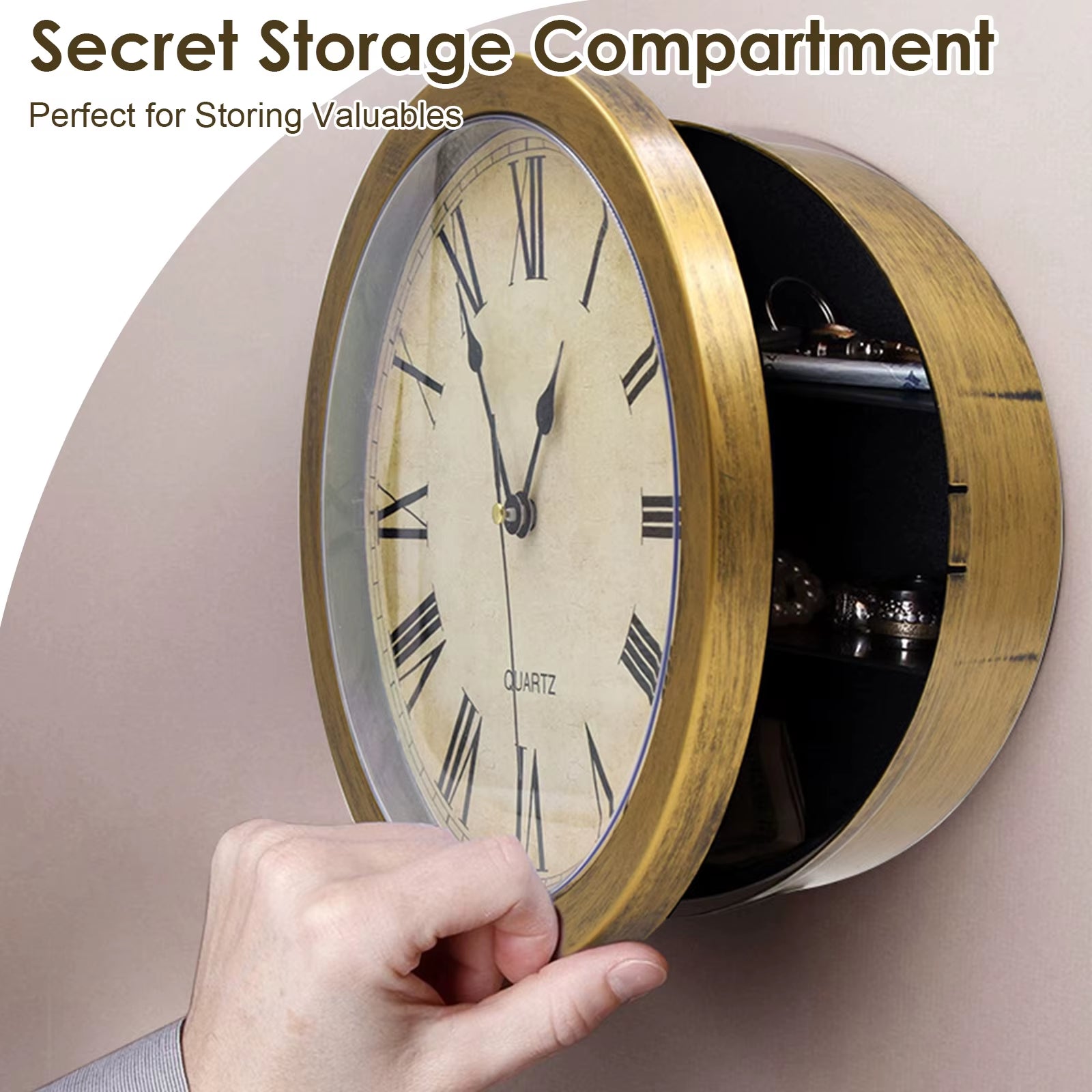 Plastic Secret Safe Wall Clock 10-Inch Vintage Decor Clock Diversion Safe Wall Clock Safety Box for Home Office Decoration Safe