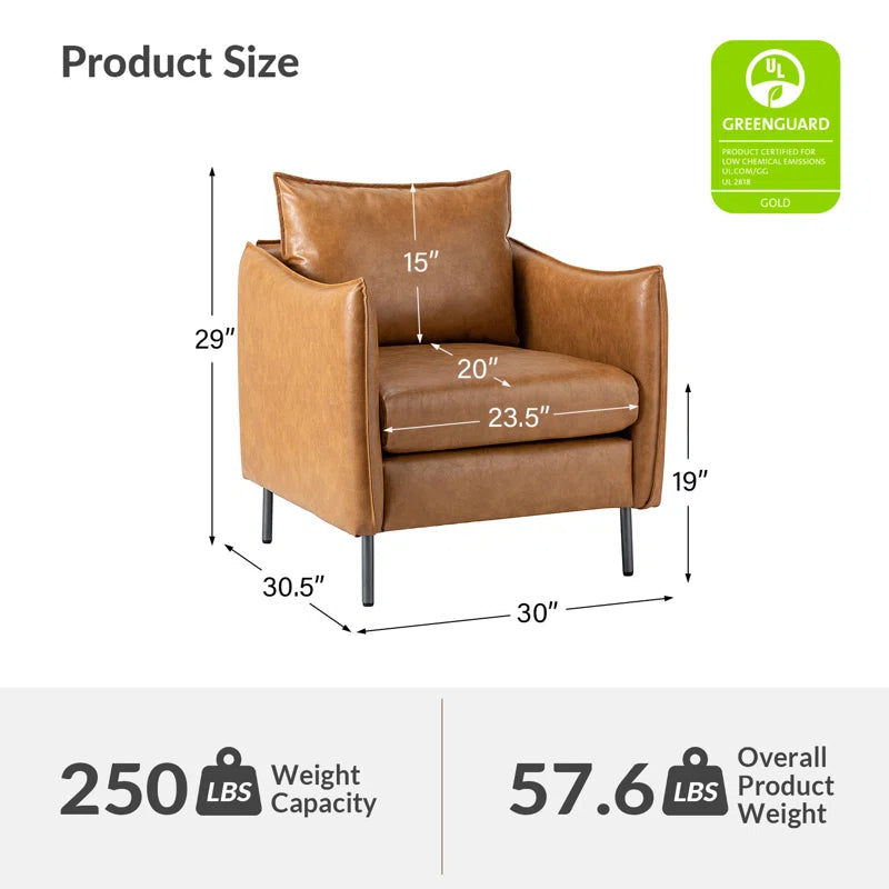 Eamor Faux Leather Armchair with Unique Arms