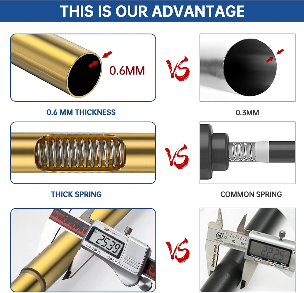 Industrial Shower Curtain Rod - Rustproof Non-Slip 43-72 Inches Tension Curtain Rod for Window or Bathroom, Sunglow Gold