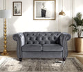 Chester 61 In. Wide Rolled Arm Velvet Modern Straight Living Room Loveseat, Gray