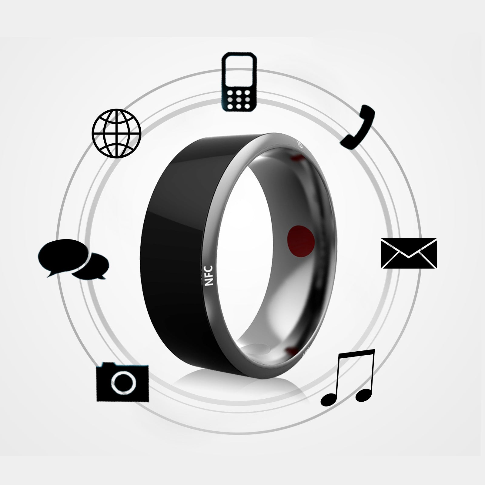 Smart Ring Wearable Device Multifunctional Black High-Tech