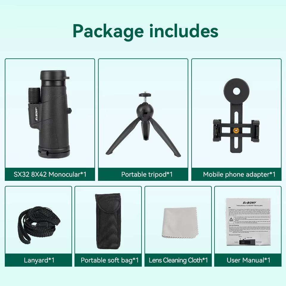 F9333A/F9333B Binoculars 10X42/8X32 Telescope Powerful Professional HD Long Range Camping Equipment for Traving Suvival