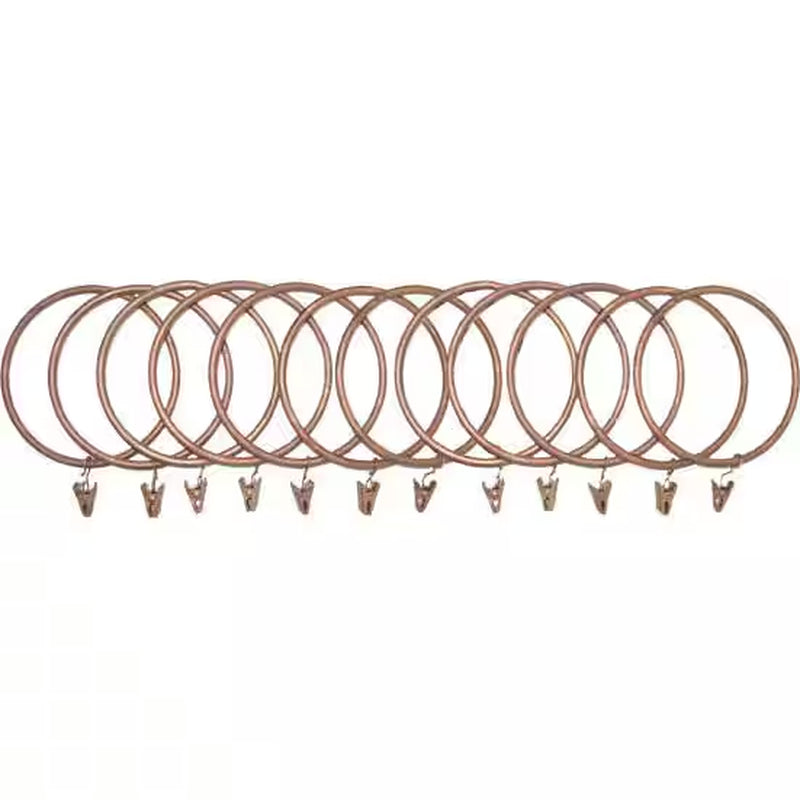 HISTORICAL GOLD METAL RINGS for a 1 3/8" DIAMETER POLE; (SET of 12 W/CLIPS)