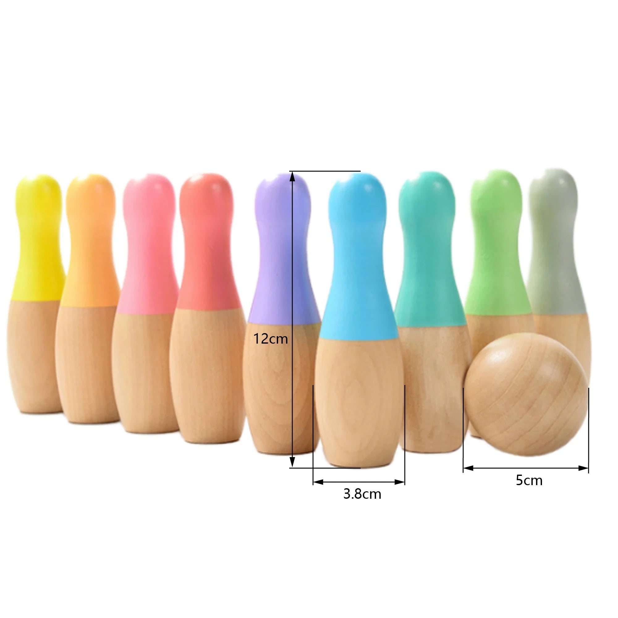 Wooden Bowling Set for Kids, Indoor and Outdoor Sports Games Toys for Kids Ages 3 4 5 6 7 Years Old