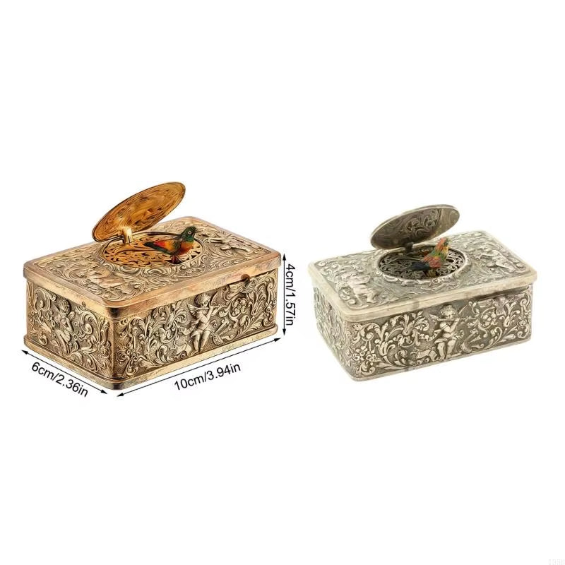 Angel Motifs Alloy Singing Bird Music Box Antique Mechanical Wind up Decoration