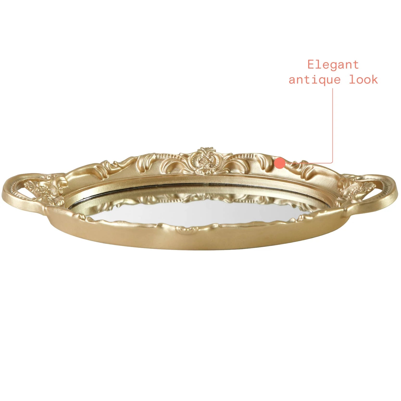 Beautiful Ornate Gold Framed Mirror Tray by Drew Barrymore, 13" X 8"