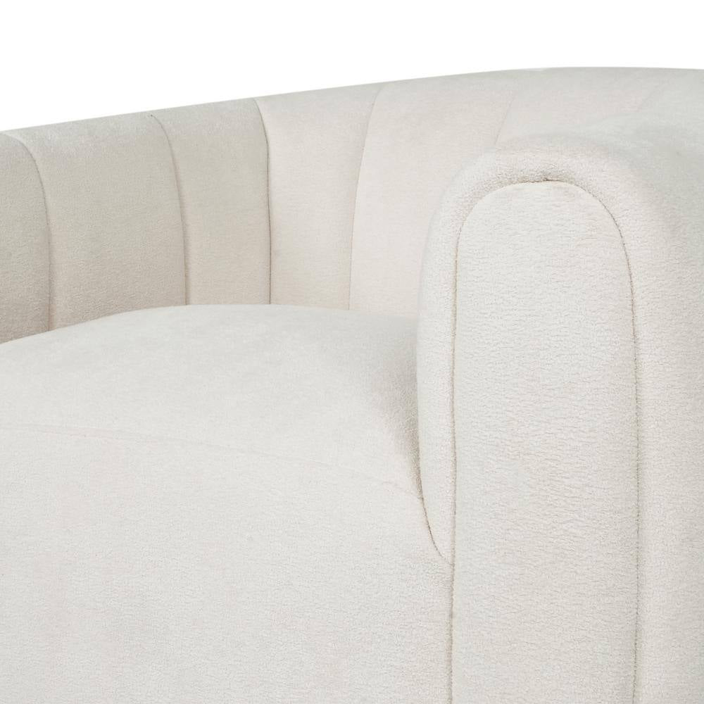 Smith Shina White Textured Boucle Modern Swivel Club Chair