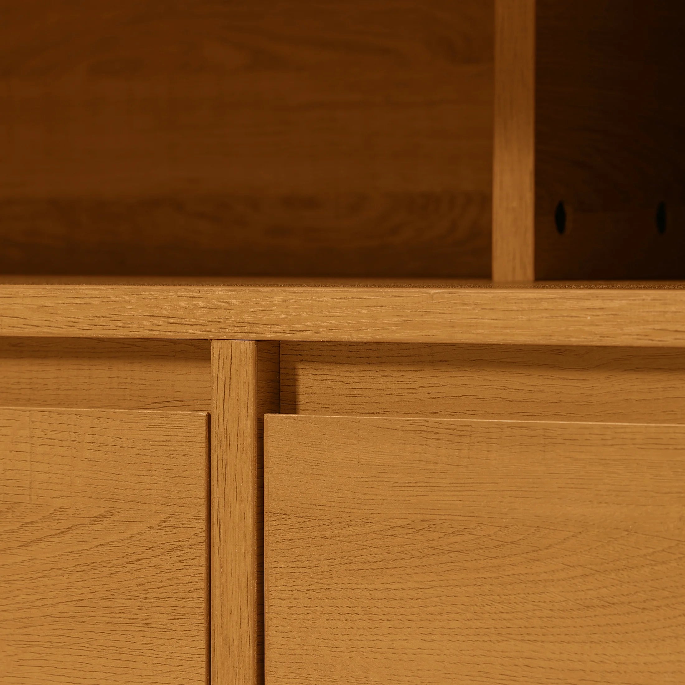 Juliet Curved TV Stand for Tvs up to 75", Light Honey Finish