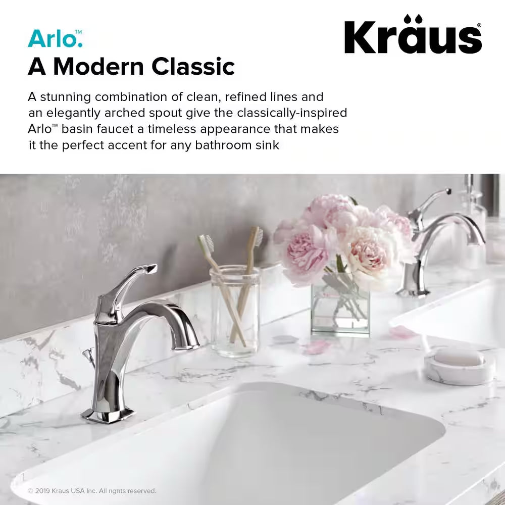 Arlo Brushed Gold Basin Bathroom Faucet with Lift Rod Drain and Deck Plate